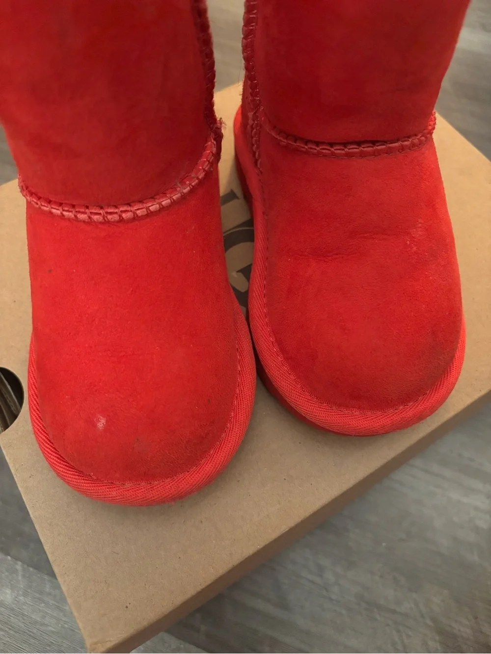 UGG Kids Red Suede Classic Short Boots